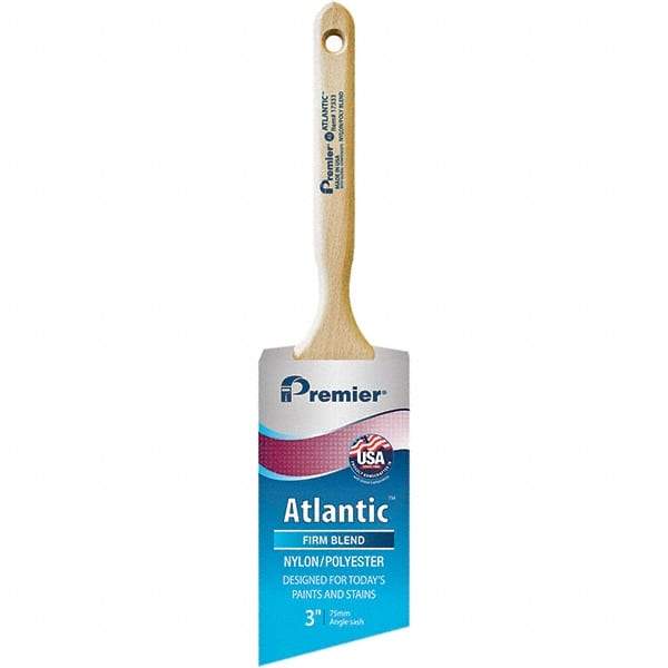 Premier Paint Roller - 3" Tapered Nylon/Polyester Angular Brush - 3-3/16" Bristle Length, 7-1/2" Wood Sash Handle - Americas Tooling