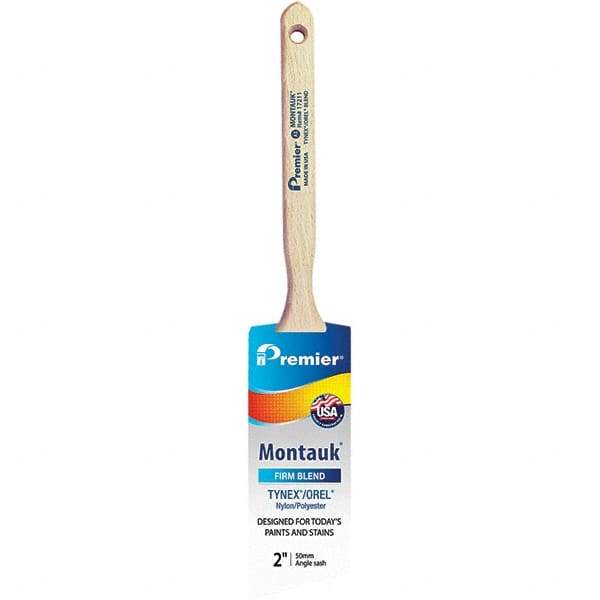 Premier Paint Roller - 2" Tapered Nylon/Polyester Angular Brush - 2-11/16" Bristle Length, 7" Wood Sash Handle - Americas Tooling