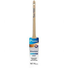 Premier Paint Roller - 1-1/2" Tapered Nylon Trim Brush - 2-3/16" Bristle Length, 7" Wood Sash Handle - Americas Tooling