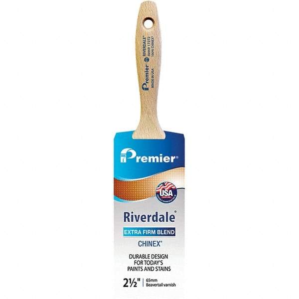 Premier Paint Roller - 2-1/2" Tapered Nylon Varnish Brush - 2-15/16" Bristle Length, 5-1/2" Wood Beavertail Handle - Americas Tooling