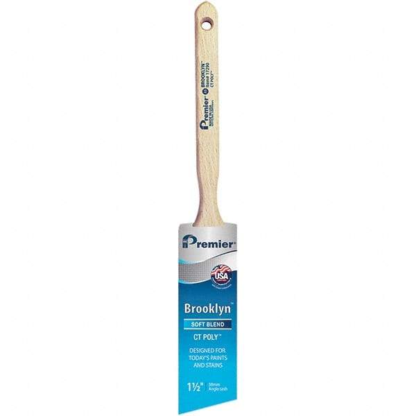 Premier Paint Roller - 1-1/2" Tapered Polyester Angular Brush - 2-3/16" Bristle Length, 7" Wood Sash Handle - Americas Tooling