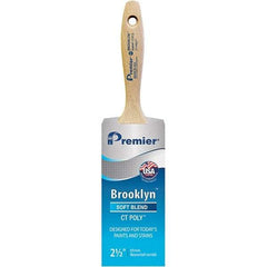 Premier Paint Roller - 2-1/2" Tapered Polyester Varnish Brush - 2-15/16" Bristle Length, 5-1/2" Wood Beavertail Handle - Americas Tooling