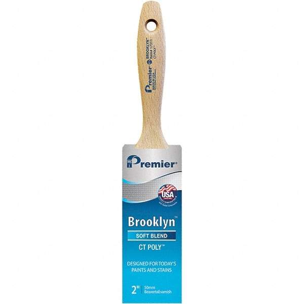 Premier Paint Roller - 2" Tapered Polyester Varnish Brush - 2-11/16" Bristle Length, 5-1/4" Wood Beavertail Handle - Americas Tooling