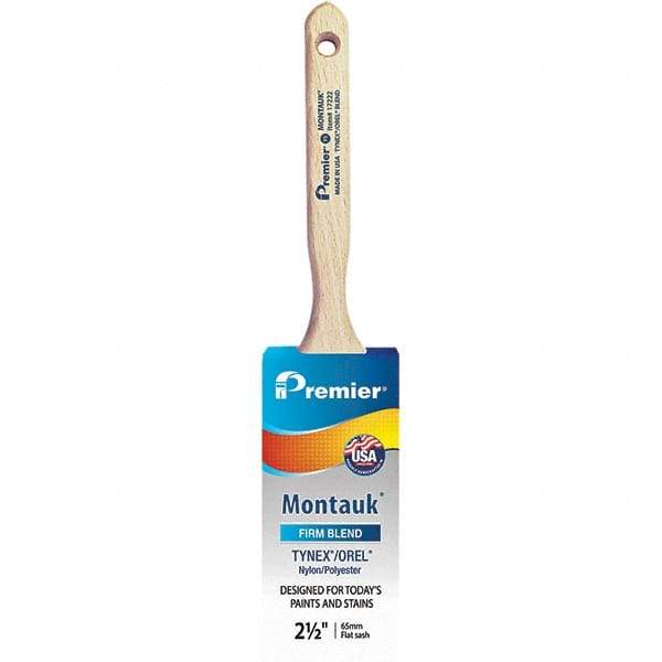 Premier Paint Roller - 2-1/2" Tapered Nylon/Polyester Sash Brush - 2-15/16" Bristle Length, 7-1/2" Wood Sash Handle - Americas Tooling