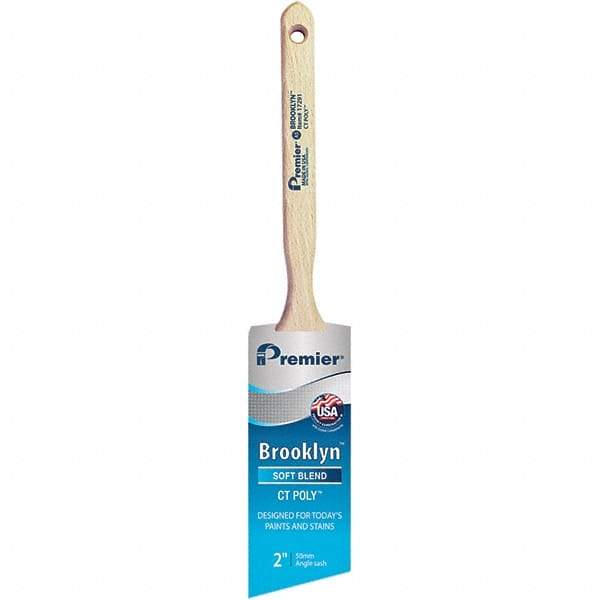 Premier Paint Roller - 2" Tapered Polyester Angular Brush - 2-11/16" Bristle Length, 7" Wood Sash Handle - Americas Tooling