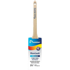 Premier Paint Roller - 2-1/2" Tapered Nylon/Polyester Trim Brush - 2-11/16" Bristle Length, 8" Wood Sash Handle - Americas Tooling