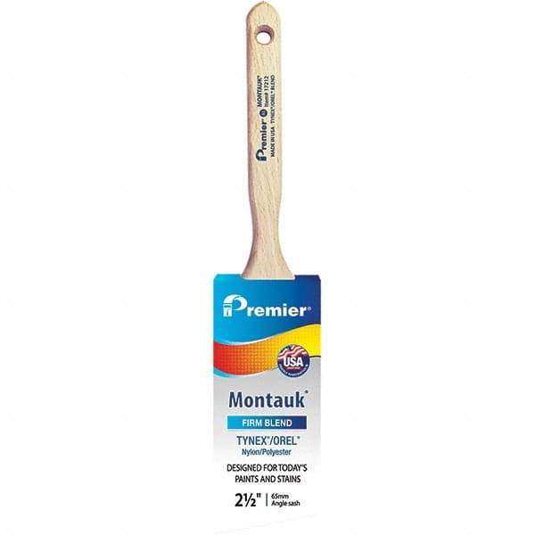 Premier Paint Roller - 2-1/2" Tapered Nylon/Polyester Angular Brush - 2-15/16" Bristle Length, 7-1/2" Wood Sash Handle - Americas Tooling