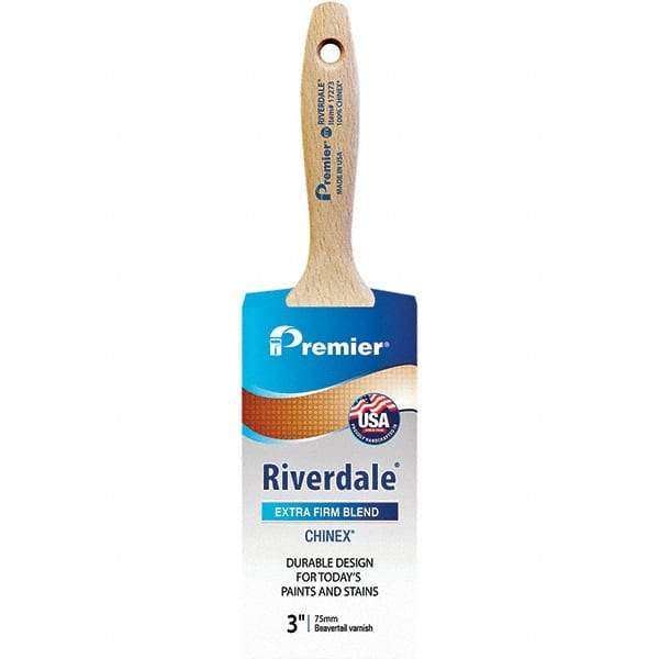 Premier Paint Roller - 3" Tapered Nylon Varnish Brush - 3-3/16" Bristle Length, 6" Wood Beavertail Handle - Americas Tooling