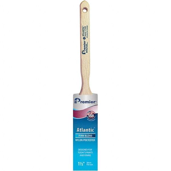 Premier Paint Roller - 1-1/2" Tapered Nylon/Polyester Sash Brush - 2-7/16" Bristle Length, 7" Wood Sash Handle - Americas Tooling