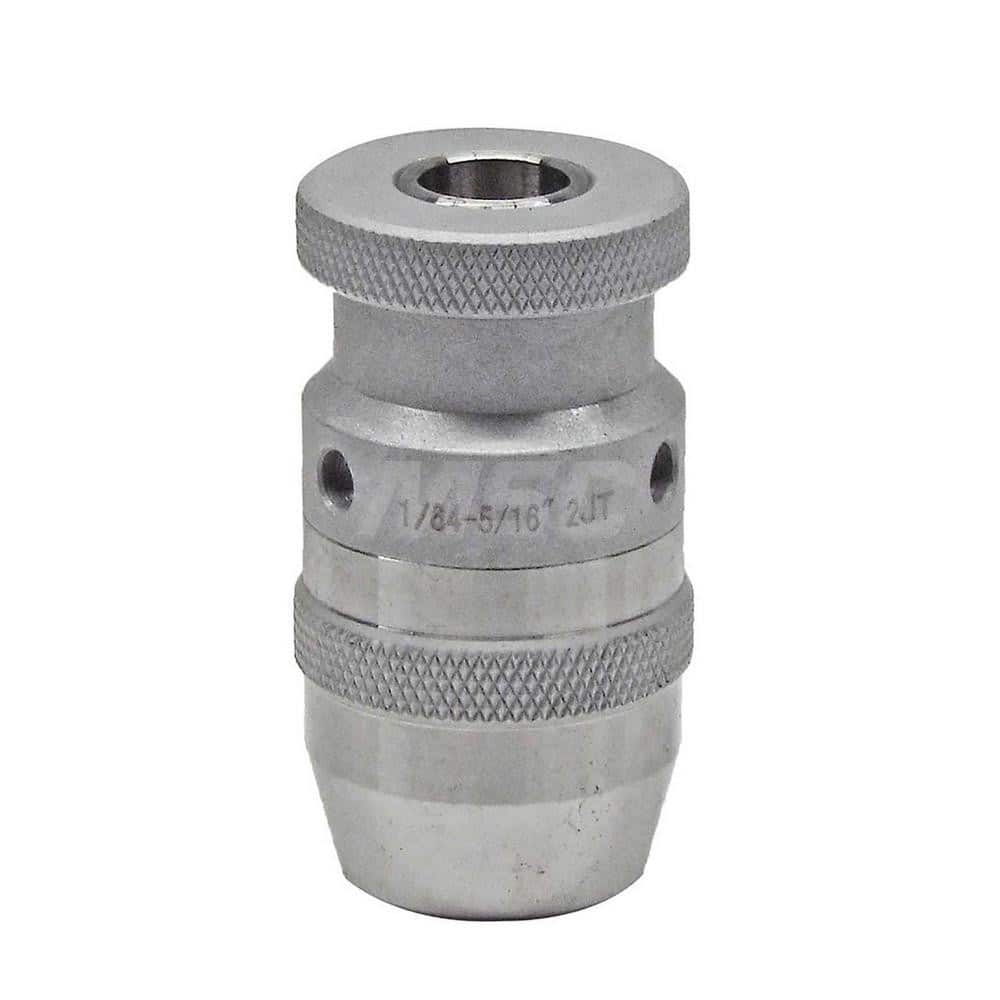 Drill Chuck: 1/64 to 5/16″ Capacity, Jacob Taper Mount, JT2 Keyless