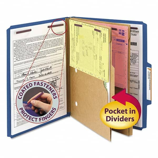 SMEAD - File Folders, Expansion Folders & Hanging Files Folder/File Type: Classification Folders with Tob Tab Fastener Color: Blue - Americas Tooling