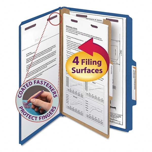 SMEAD - File Folders, Expansion Folders & Hanging Files Folder/File Type: Classification Folders with Tob Tab Fastener Color: Blue - Americas Tooling