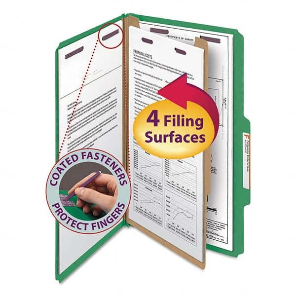 SMEAD - File Folders, Expansion Folders & Hanging Files Folder/File Type: Classification Folders with Tob Tab Fastener Color: Green - Americas Tooling