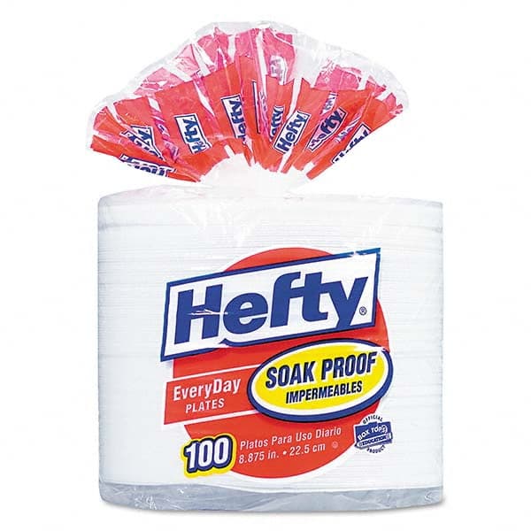 Hefty - Soak Proof Tableware, Foam Plates, 8 7/8" Diam, 100/Pack - Americas Tooling