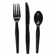 Boardwalk - Three-Piece Cutlery Kit, Fork/Knife/Teaspoon, Heavyweight, Black, 250/Carton - Americas Tooling