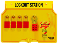 Padllock Wall Station - 12-1/4 x 16 x 1-3/4''-With (4) 1106 Aluminum Padlocks - Americas Tooling