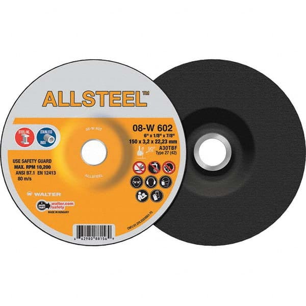 WALTER Surface Technologies - Depressed-Center Wheels Wheel Diameter (Inch): 6 Wheel Thickness (Inch): 1/8 - Americas Tooling