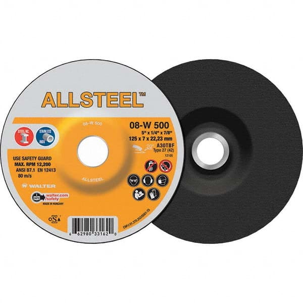 WALTER Surface Technologies - Depressed-Center Wheels Wheel Diameter (Inch): 5 Wheel Thickness (Inch): 1/4 - Americas Tooling