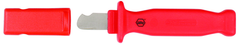 Insulated Electricians Cable Stripping Knife 35mm Blade Length; Hooked cutting edge. Cover included. - Americas Tooling