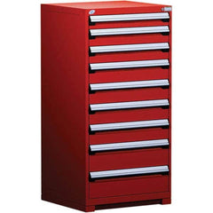 Rousseau Metal - 9 Drawer Flame Red Steel Modular Storage Cabinet - Americas Tooling