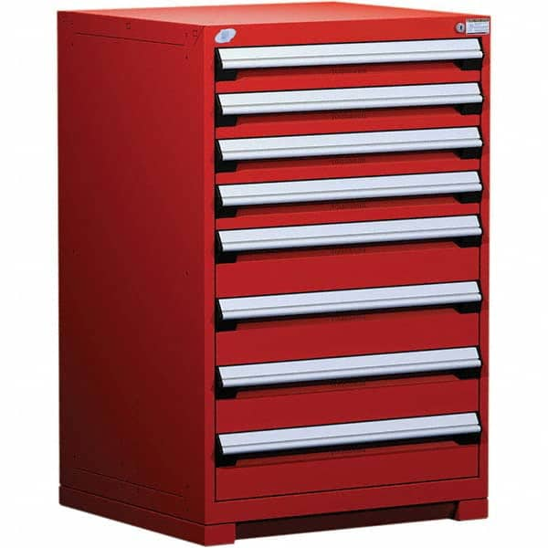 Rousseau Metal - 8 Drawer Flame Red Steel Modular Storage Cabinet - Americas Tooling