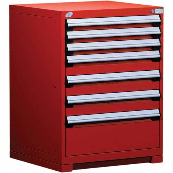 Rousseau Metal - 7 Drawer Flame Red Steel Modular Storage Cabinet - Americas Tooling