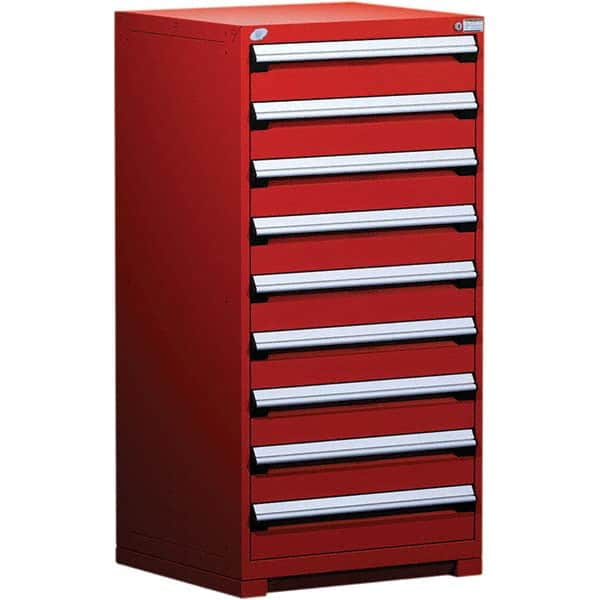 Rousseau Metal - 9 Drawer Flame Red Steel Modular Storage Cabinet - Americas Tooling