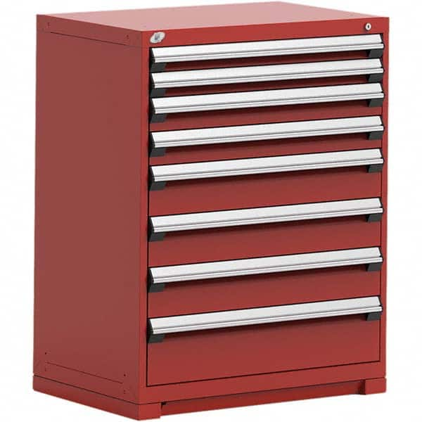 Rousseau Metal - 8 Drawer Flame Red Steel Modular Storage Cabinet - Americas Tooling