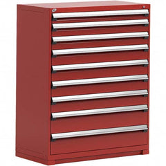 Rousseau Metal - 9 Drawer Flame Red Steel Modular Storage Cabinet - Americas Tooling