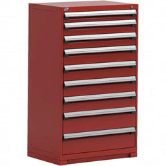 Rousseau Metal - 9 Drawer Flame Red Steel Modular Storage Cabinet - Americas Tooling