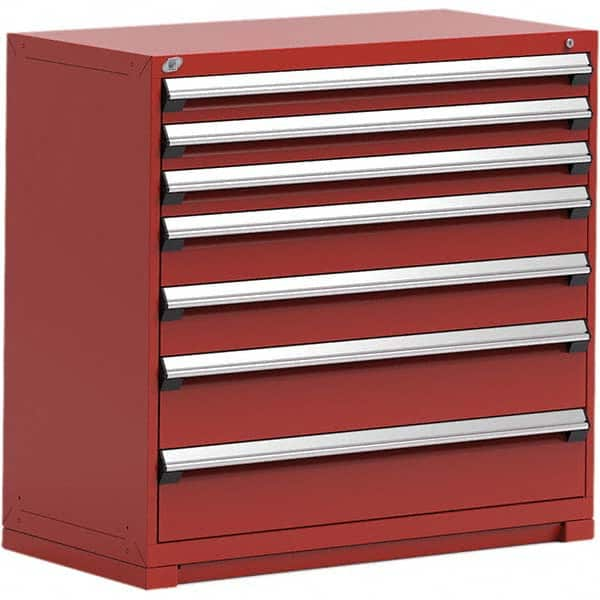 Rousseau Metal - 7 Drawer Flame Red Steel Modular Storage Cabinet - Americas Tooling