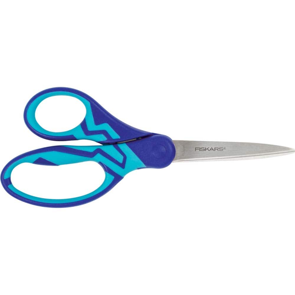 Fiskars - Scissors & Shears; Blade Material: Stainless Steel ; Handle Material: Plastic ; Length of Cut (Inch): 1.5 ; Handle Style: Offset; Soft Grip ; Overall Length Range: 6" - Exact Industrial Supply