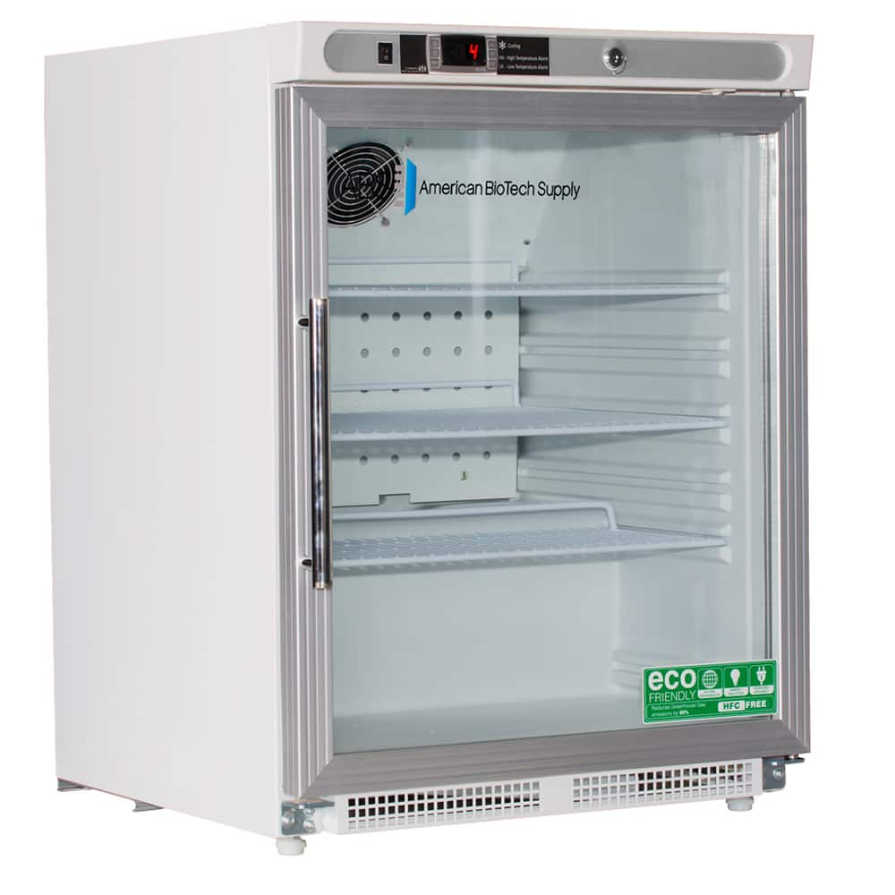 American BioTech Supply - Laboratory Refrigerators and Freezers; Type: Undercounter Built-In Refrigerator ; Volume Capacity: 4.6 Cu. Ft. ; Minimum Temperature (C): 1.00 ; Maximum Temperature (C): 10.00 ; Width (Inch): 23-3/4 ; Depth (Inch): 25-1/2 - Exact Industrial Supply