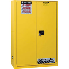 Justrite - 1 Door 5 Shelf 60 Gal Safety Cabinet for Combustible Liquids - Exact Industrial Supply