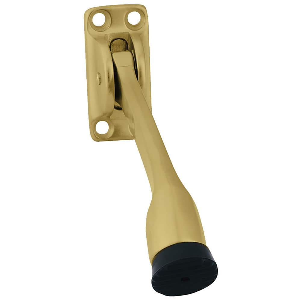 IVES - Stops; Type: Kick Down Floor Stop ; Finish/Coating: Satin Brass ; Projection: 4 (Inch); Mount Type: Floor - Exact Industrial Supply