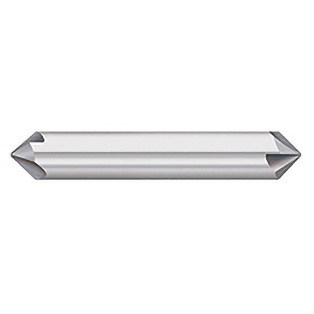 Titan USA - Chamfer Mills; Cutter Head Diameter (Inch): 3/16 ; Included Angle B: 49 ; Included Angle A: 82 ; Chamfer Mill Material: Solid Carbide ; Chamfer Mill Finish/Coating: Uncoated ; Overall Length (Inch): 2-1/2 - Exact Industrial Supply