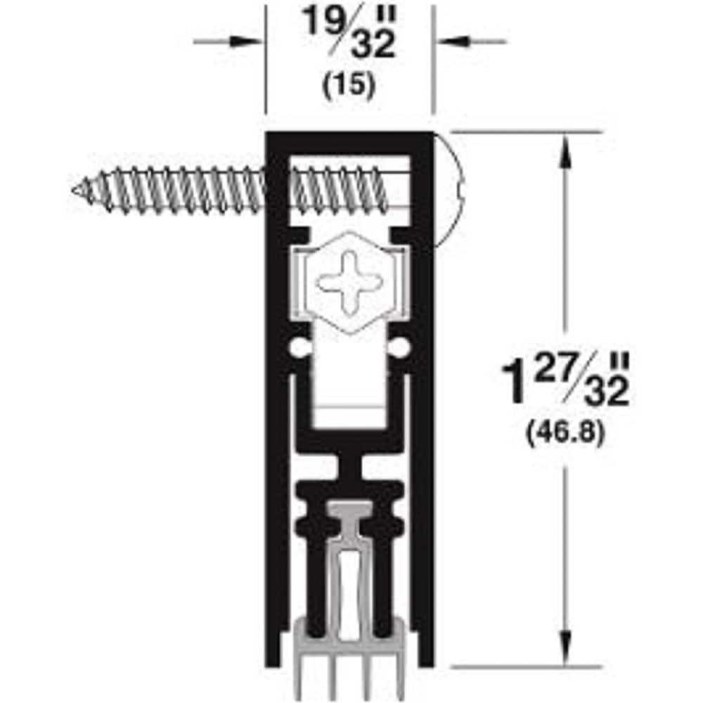 Pemko - Sweeps & Seals; Type: Acoustic Automatic Door Bottom ; Width (Inch): 19/32 ; Finish/Coating: Clear Anodized Aluminum ; Material: 6063-T6 Aircraft Aluminum ; Back Strip Brush Width (Inch): 6 ; Bristle Length (Inch): 12.0000 - Exact Industrial Supply