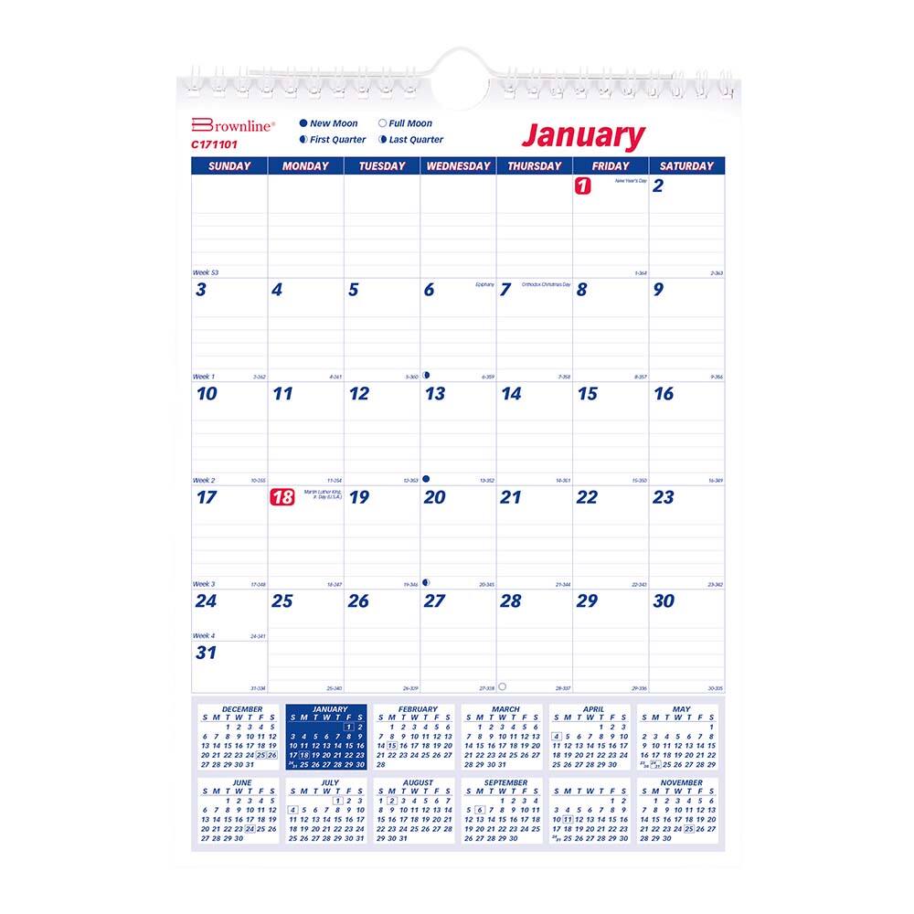 Brownline - Note Pads, Writing Pads & Notebooks Writing Pads & Notebook Type: Wall Calendar Size: 8 x 11 - Americas Tooling