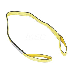 Web Sling: 2″ Wide, 6' Long, 6,400 lb Vertical, 5,120 lb Choker, 12,800 lb Basket, Polyester Flat Eye, Yellow