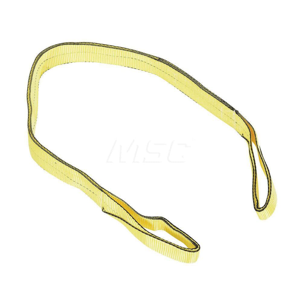 Web Sling: 3″ Wide, 6' Long, 8,800 lb Vertical, 7,040 lb Choker, 17,600 lb Basket, Polyester Flat Eye, Yellow