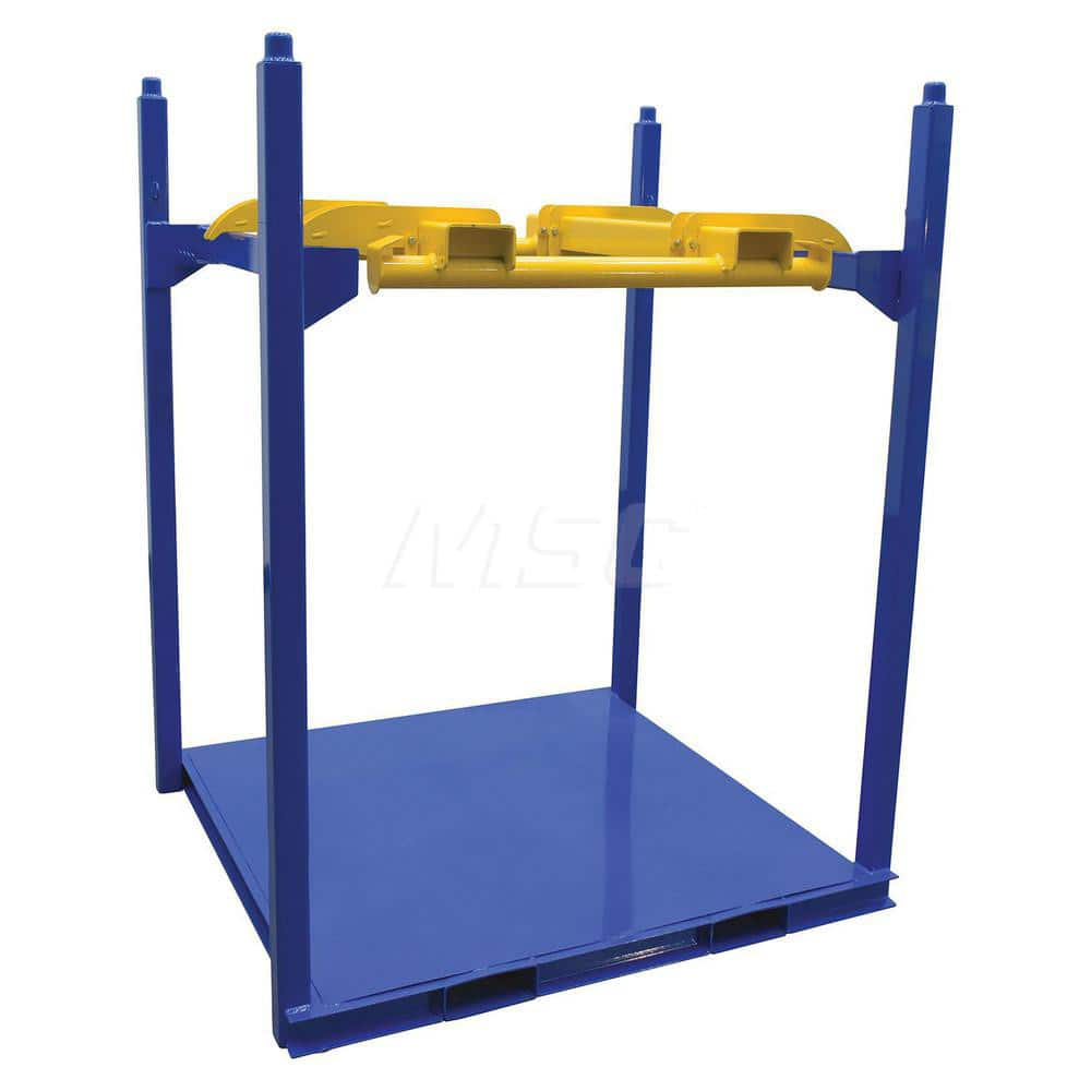 Bulk Storage Container: 60 x 52 x 61-1/8″, 1,000 Lb, Steel, Basket-Style Bulk Container Stacking, Blue & Yellow