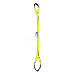 Eye & Eye Sling: 1″ Wide, 2' Long, 3,200 lb Vertical, 2,560 lb Choker, 6,400 lb Basket, Polyester Flat Eye, Yellow