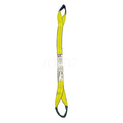 Eye & Eye Sling: 2″ Wide, 6' Long, 6,400 lb Vertical, 5,120 lb Choker, 12,800 lb Basket, Polyester Flat Eye, Yellow