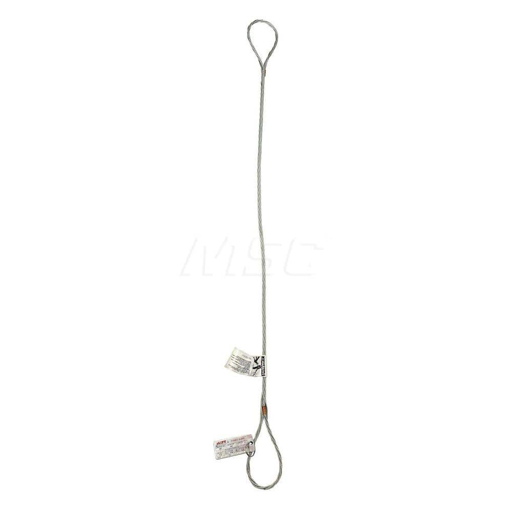 Eye & Eye Sling: 4' Long, 1.2 Ton Vertical Standard Eye, Silver