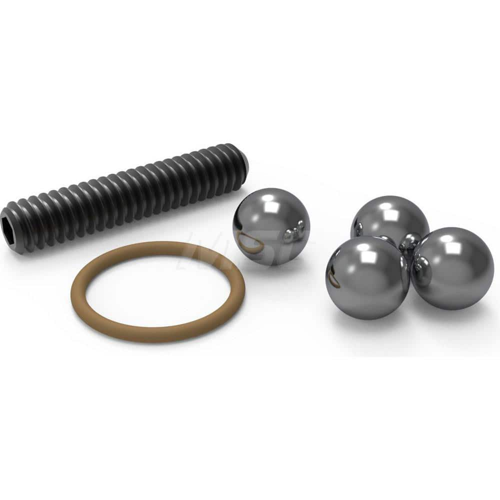 Modular Fixturing Kits; Set Type: Repair Kit; System Compatibility: Ball Lock; Number of Pieces: 6; Includes: (1) Drive Ball; (1) Replacement Screw; (1) O-Ring; (3) Locking Balls; Shank Diameter Compatibility (mm): 20.00; Plate Thickness Compatibility (De