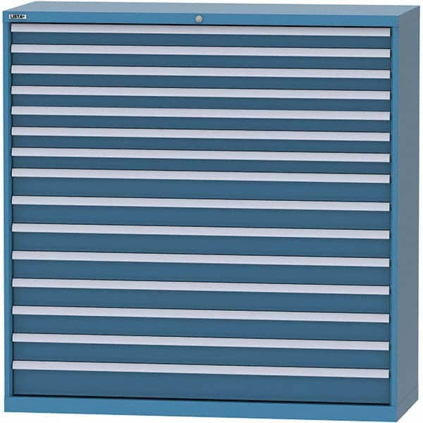 LISTA - 15 Drawer, 84 Compartment Bright Blue Steel Modular Storage Cabinet - Americas Tooling