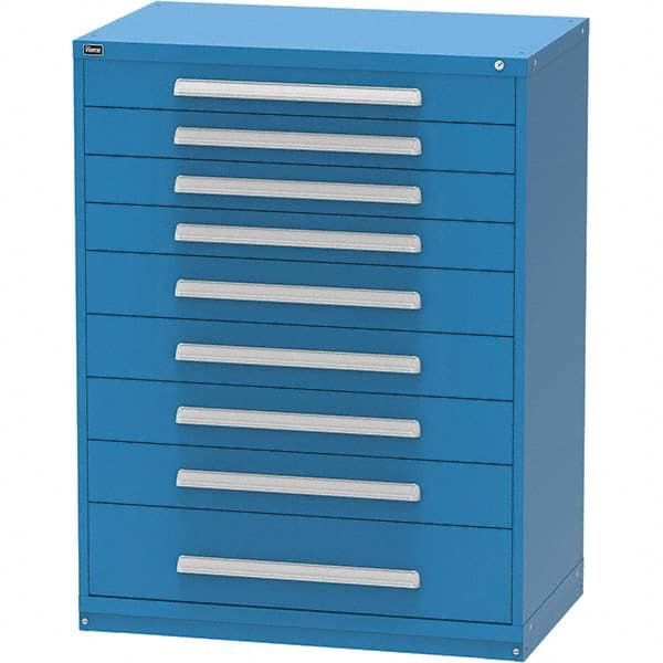 Vidmar - 9 Drawer, 45 Compartment Bright Blue Steel Modular Storage Cabinet - Americas Tooling