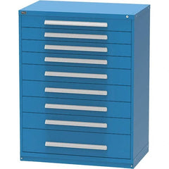 Vidmar - 9 Drawer, 45 Compartment Bright Blue Steel Modular Storage Cabinet - Americas Tooling