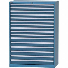 LISTA - 16 Drawer, 84 Compartment Bright Blue Steel Modular Storage Cabinet - Americas Tooling