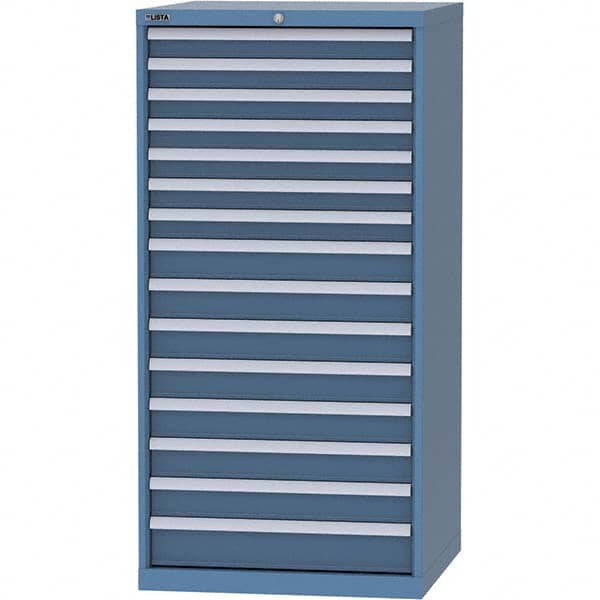 LISTA - 15 Drawer, 124 Compartment Bright Blue Steel Modular Storage Cabinet - Americas Tooling